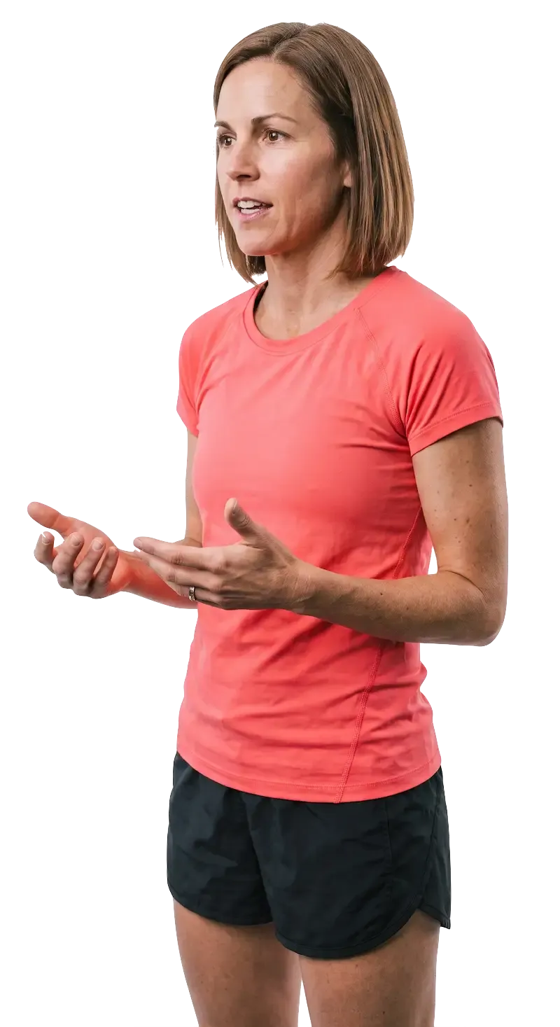 A Hybrid Sports Performance member asking a coach a question
